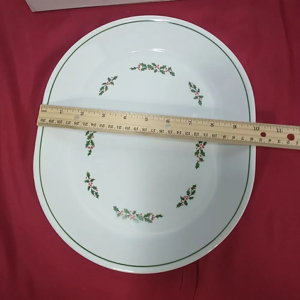Corelle Christmas Holly Days Serving Platter 10 inch By 12 Inch vintage.
